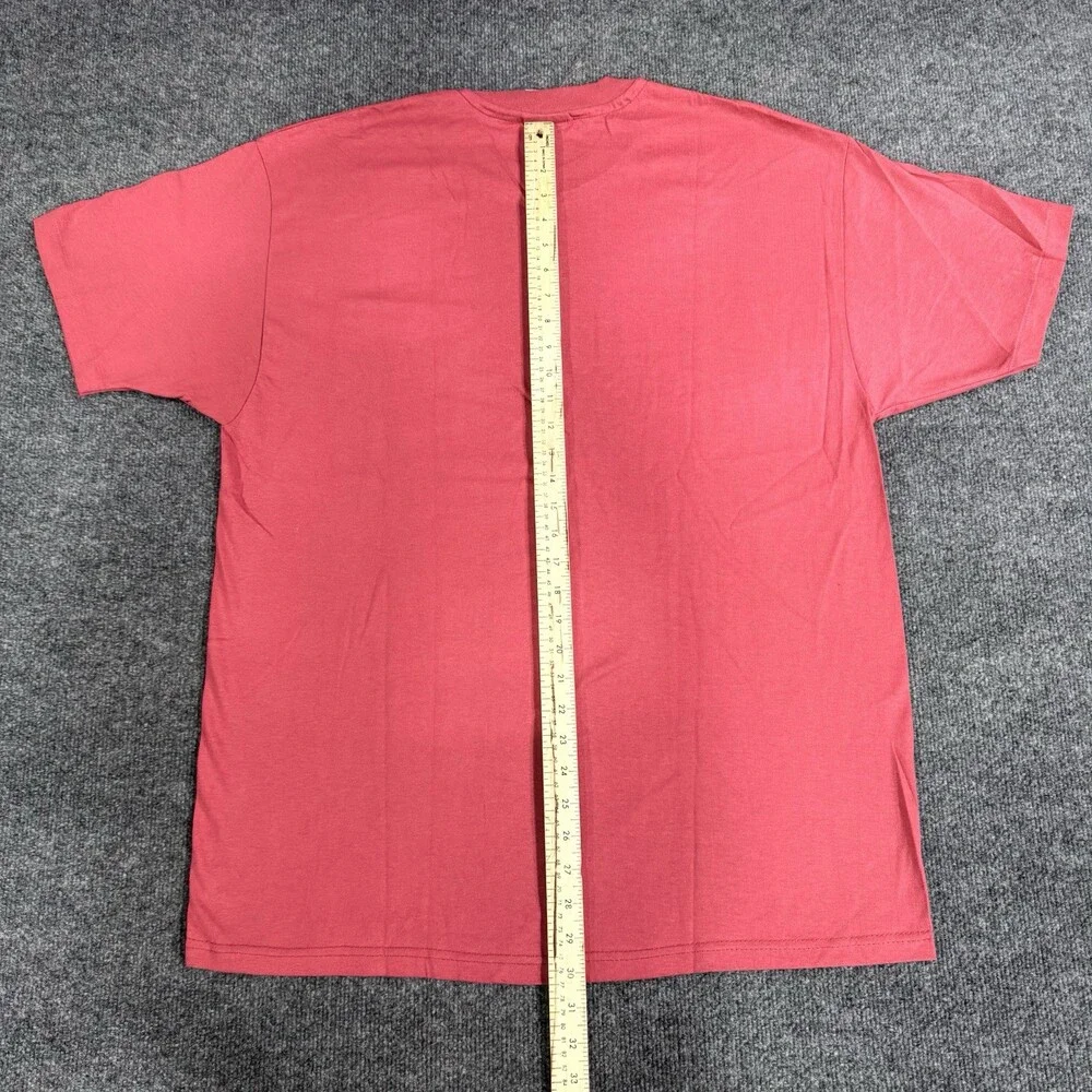 Hanes Mens Large Red Pocket T Shirt 100% Cotton Short Sleeve Crew Neck Basic Tee
